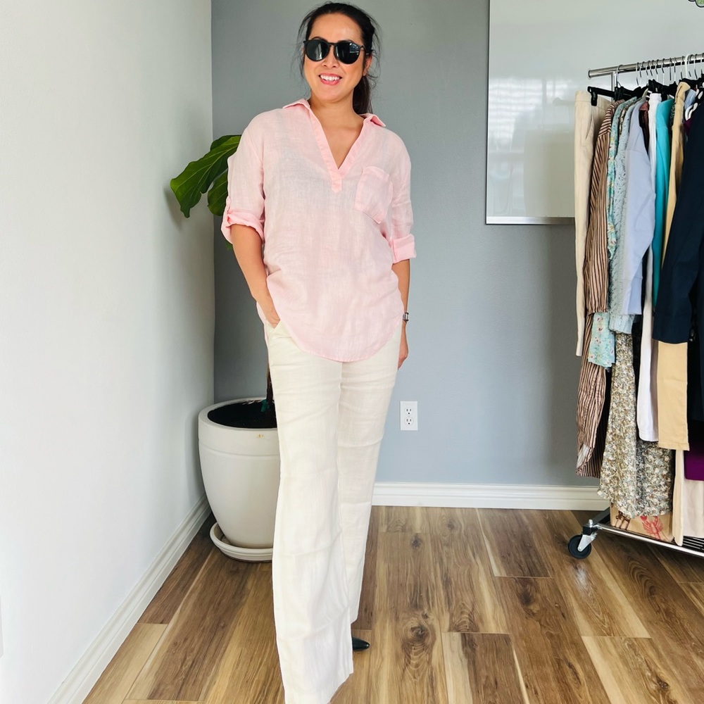 Side Stitch 10”% Linen Blouse - Picture 7 of 13